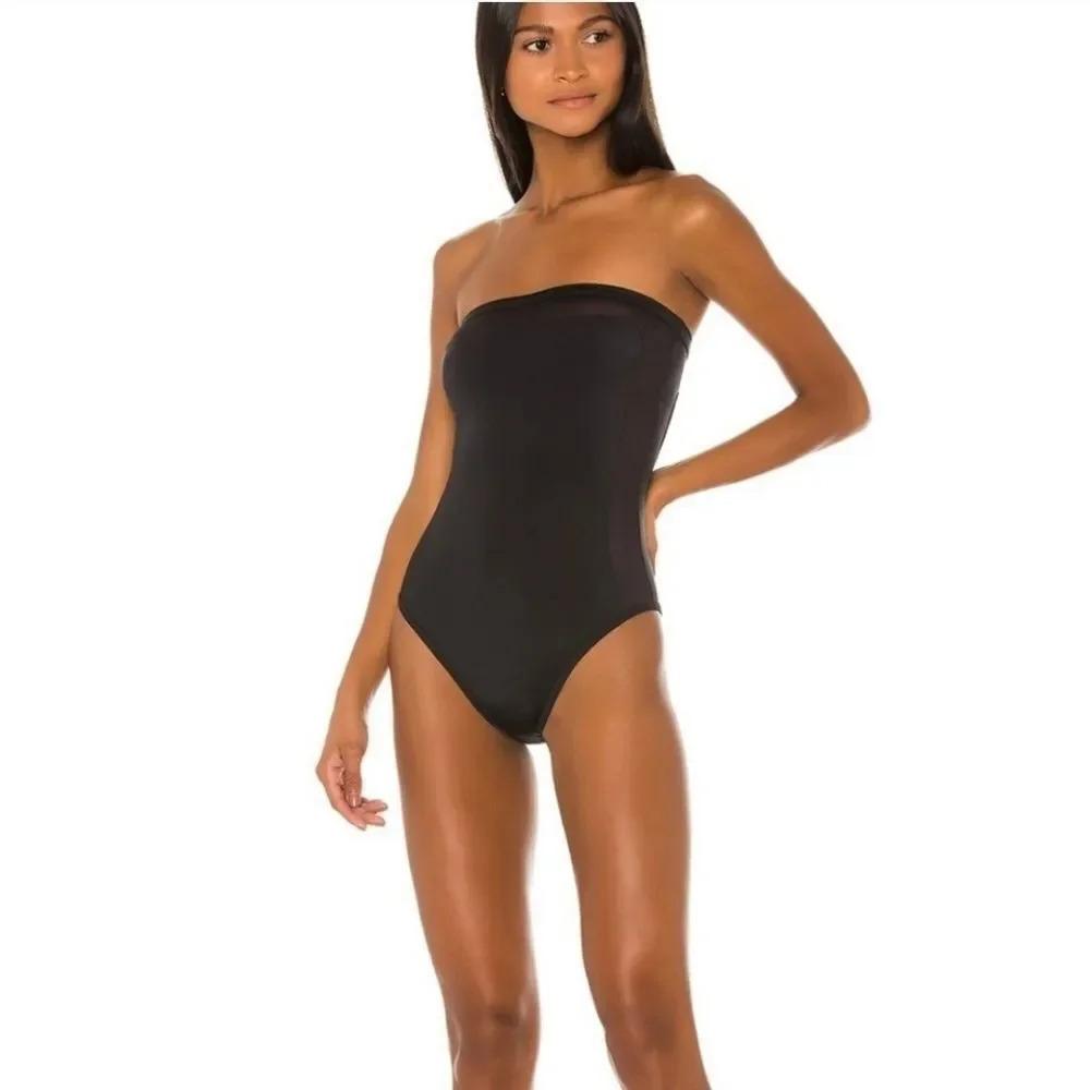 Solid & Striped Madeline Mesh Bandeau One Piece Swimsuit